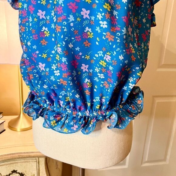 NWOT Olivia James The Label Lily Ruffle Wildflower Floral Top Blouse Shirt XS - Picture 4 of 4
